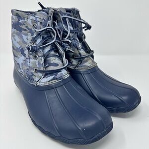 Big Kids Sperry zip Camouflage Duck Boots size 4y